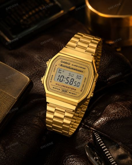 Reloj digital dorado vintage | A168WG-9EF