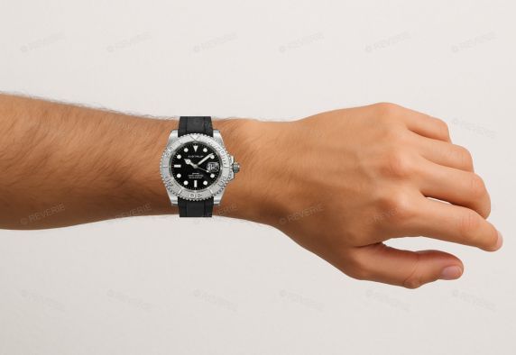 Aistrup reloj deportivo para hombre con esfera negra, bisel giratorio plateado y correa de goma negra | AIW8802