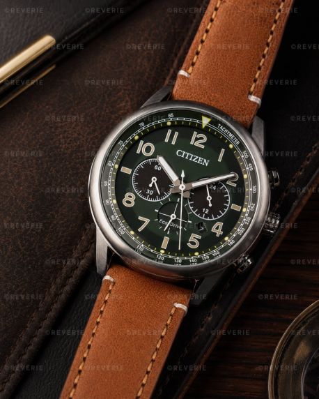 Citizen Mens Eco-Drive Chronograph Green Dial 43mm