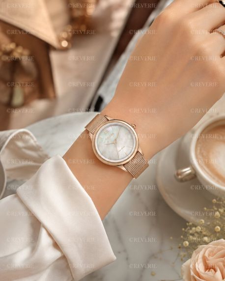 Citizen Eco-Drive reloj de mujer con esfera de nácar y correa de malla | EM0813-86Y