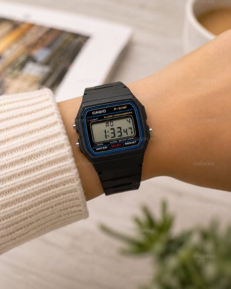 Reloj digital clásico Casio F-91W con batería de siete años y diseño de 1989 | F-91W