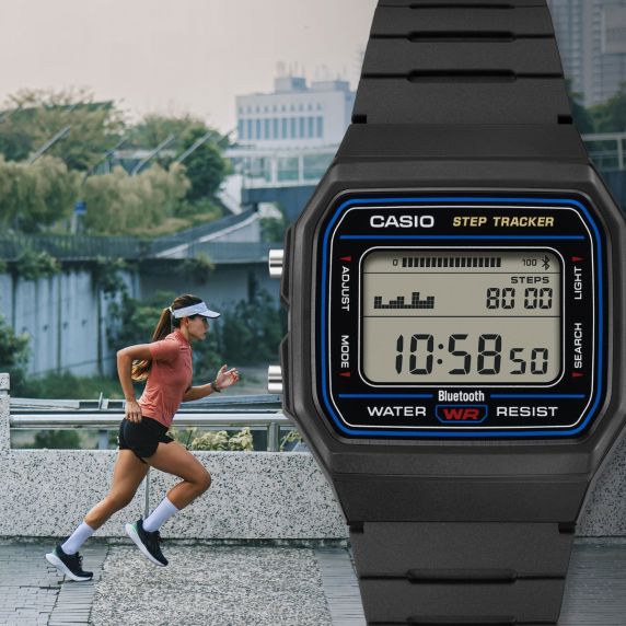 Reloj digital retro Casio con Bluetooth y contador de pasos 38mm F-B100W-1AEF