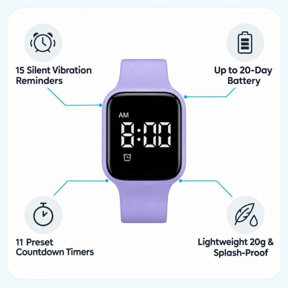 Reloj descanso morado silencioso | FIBEX15V05