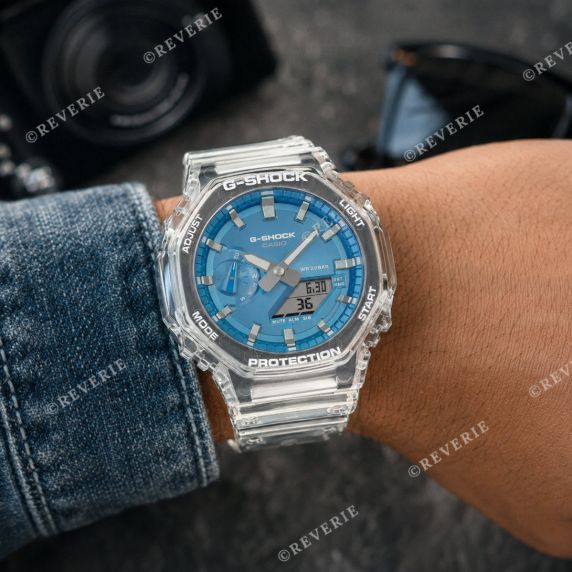 Casio G-Shock Transparent Blue Analog-Digital 45mm