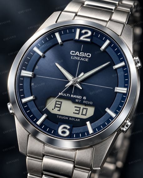 Reloj solar de radio Casio Lineage de titanio azul con cristal de zafiro | LCW-M170TD-2AER
