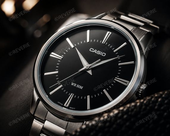 Reloj de vestir Casio para negocios con pulsera de acero y esfera negra | MTP-1303PD-1AVEG
