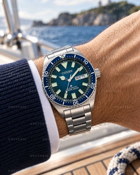Citizen Promaster automático reloj de buceo con esfera azul y brazalete de acero | NY0129-58L